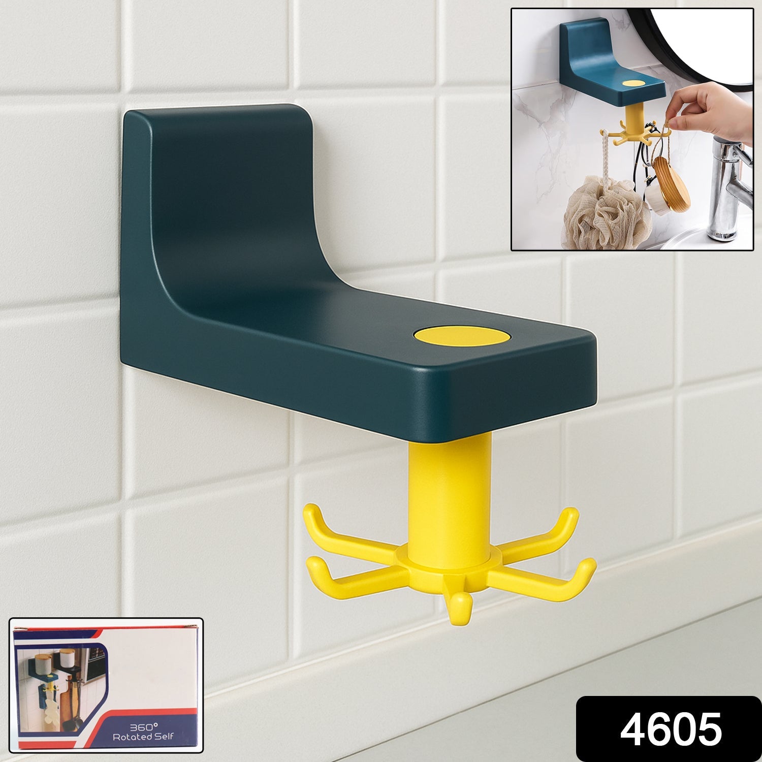 360 Degree Rotating Self Adhesive Plastic Wall Hook Hanger; Multifunctional Hanger with 6 Heavy Duty Claw Hooks 360 Degree Rotating Self Adhesive Plastic Wall Hook Hanger; Multifunctional Hanger with 6 Heavy Duty Claw Hooks